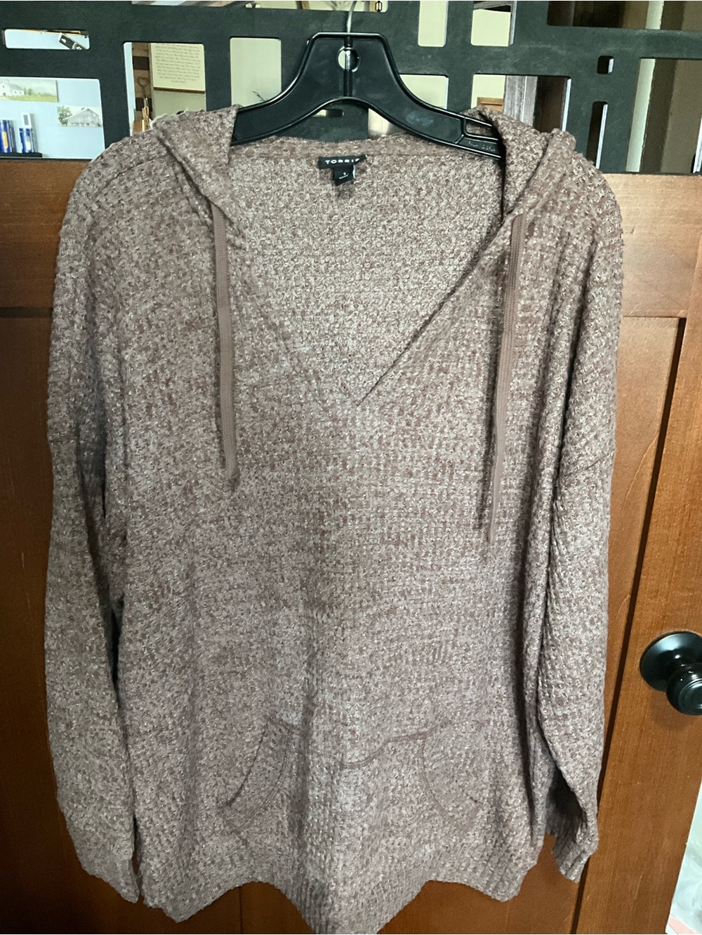 torrid Dark Mauve V-Neck Hooded Sweater